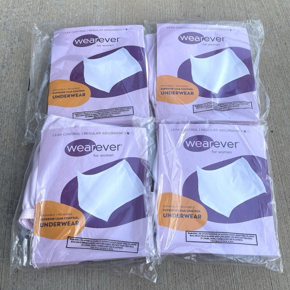 4 Wearever for Women Leak Control Underwear Regular Absorbency Pink Size Medium